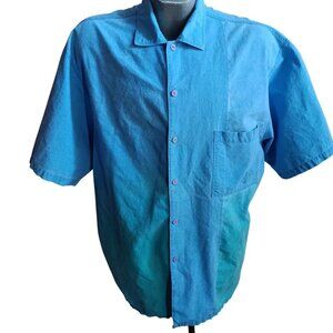 Vintage Men's Shirt XL Gotcha 1980s Colorblock Surfer Boxy Cotton Blue Logo XL